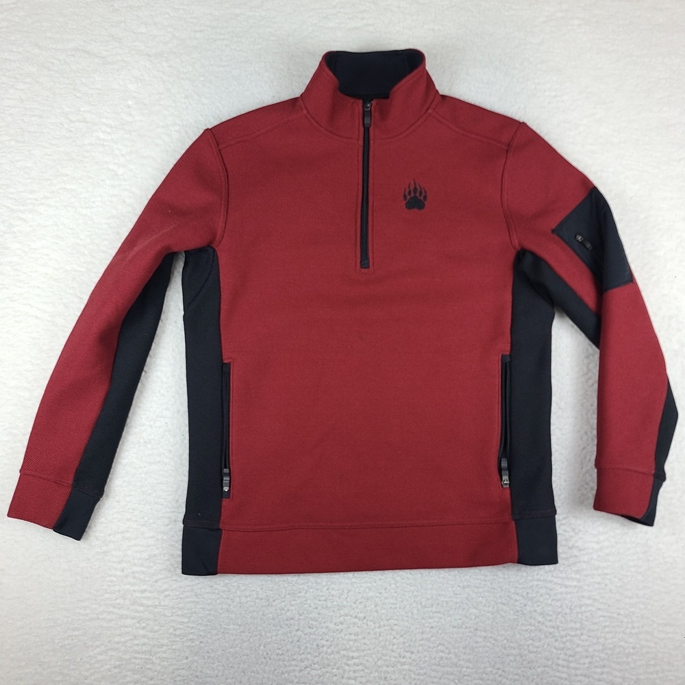 Alaskan Hardgear Duluth Sweater Mens Medium Red‎ Black Quarter Zip Standard Fit